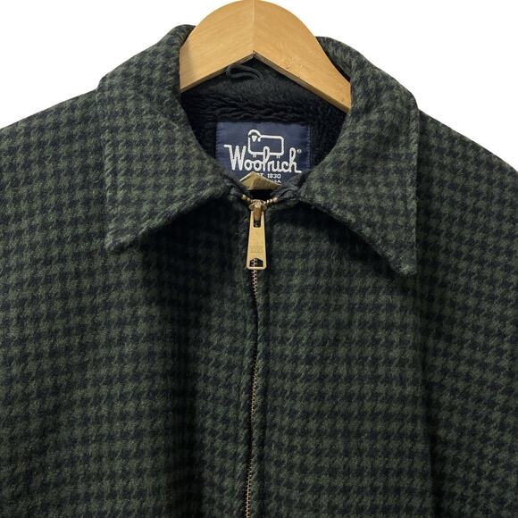 VTG Woolrich Mens 1960s Wool Fleece Lined Plaid Chore Jacket Size L Green RARE - Picture 4 of 12